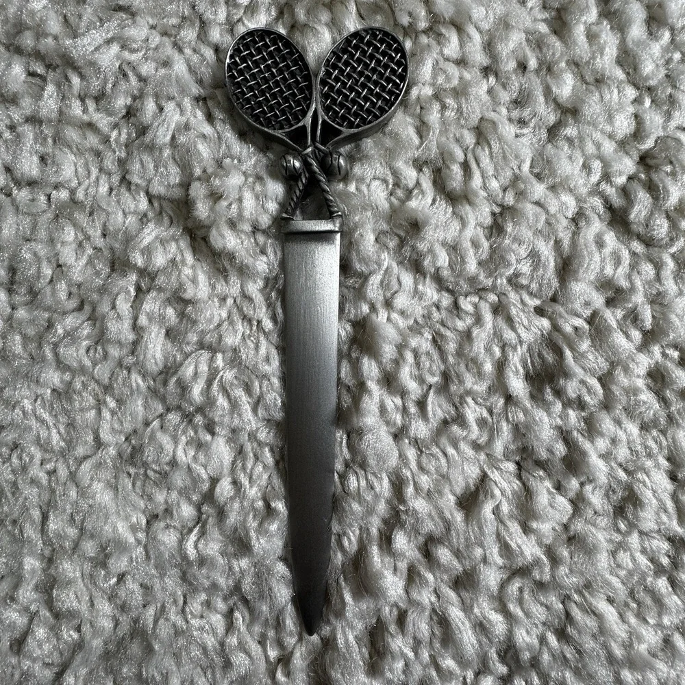 Vintage Fort USA Metal Letter Opener Tennis Rackets & Balls Handle‎ Sports Desk